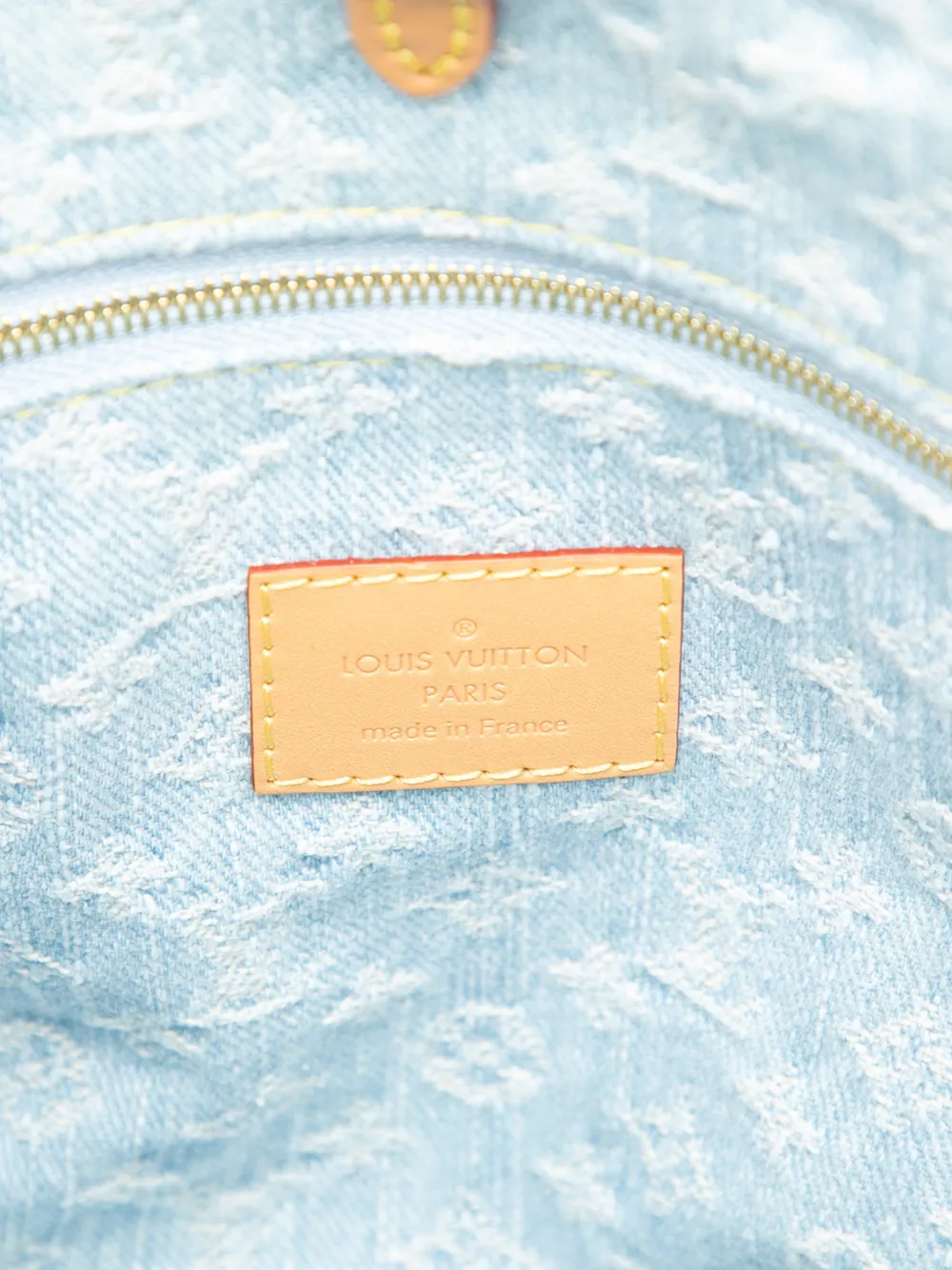 Pre-owned Louis Vuitton 2021-2025 Monogram Denim Let Go Pm Satchel In Blue