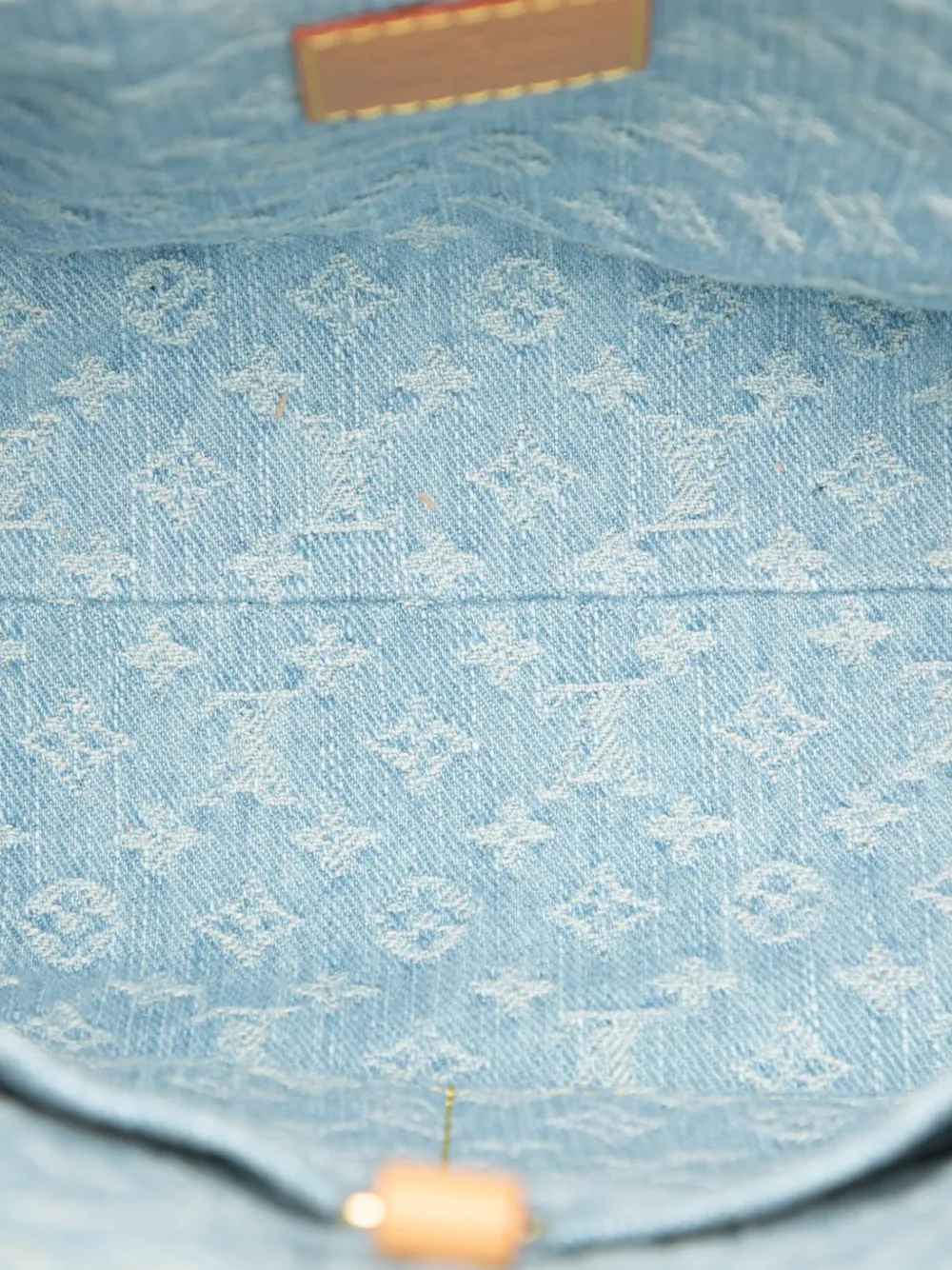 Pre-owned Louis Vuitton 2021-2025 Monogram Denim Let Go Pm Satchel In Blue