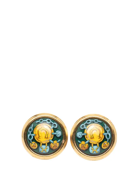 Hermès Pre-Owned 1980-1990 Enamel Cloisonne Clip on Earrings costume earrings