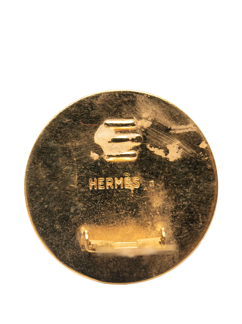 Pre-owned Hermes 1980-1990 Enamel Cloisonne Clip On Earrings Costume Earrings In Green