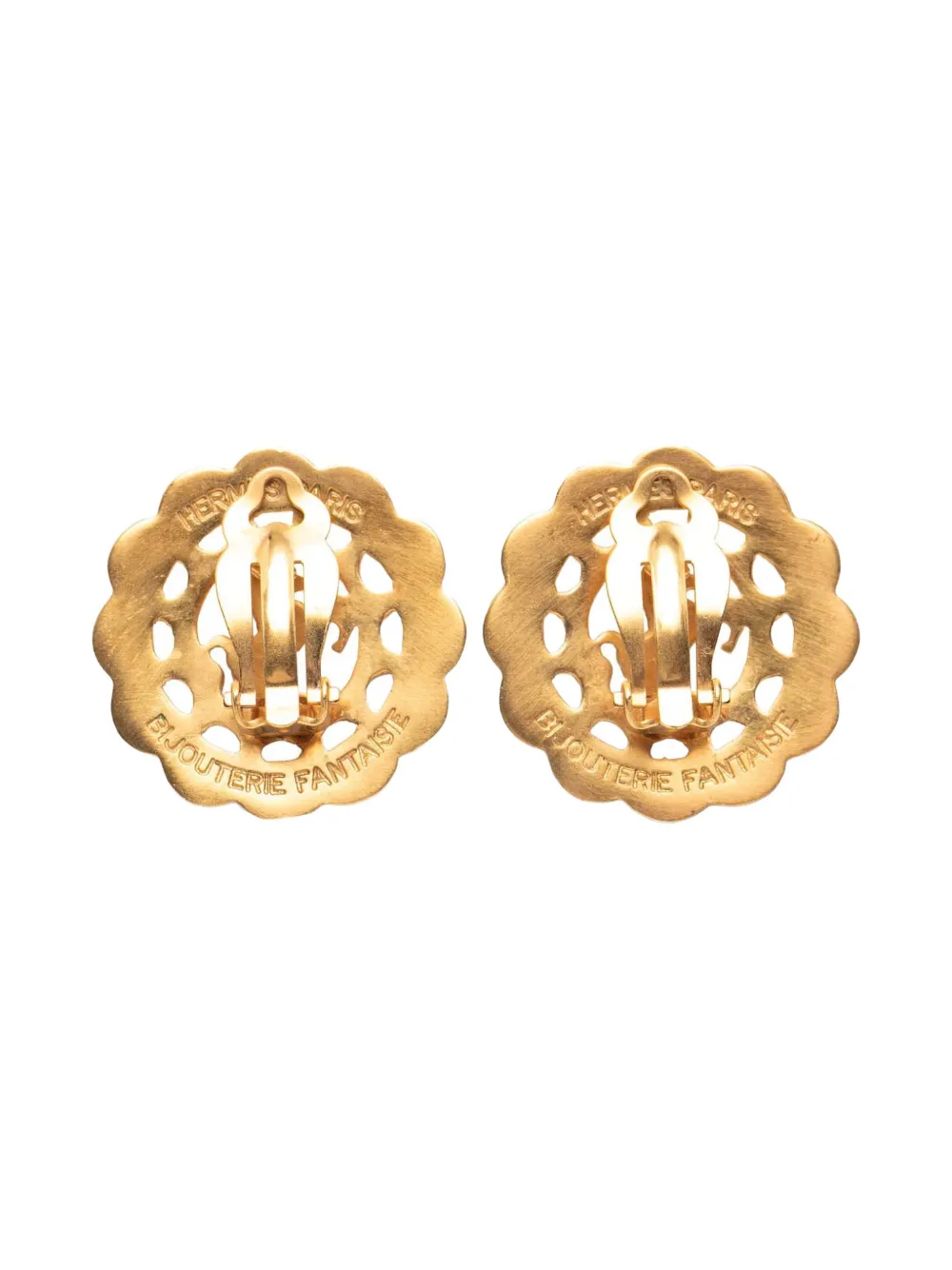 HERMES Pre-owned 20th Century Gold Plated Bijouterie Fantaisie Clip On Earrings Costume Earrings