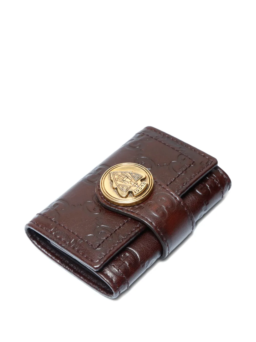 Pre-owned Gucci 2000s Gg-embossed Keycase In Brown