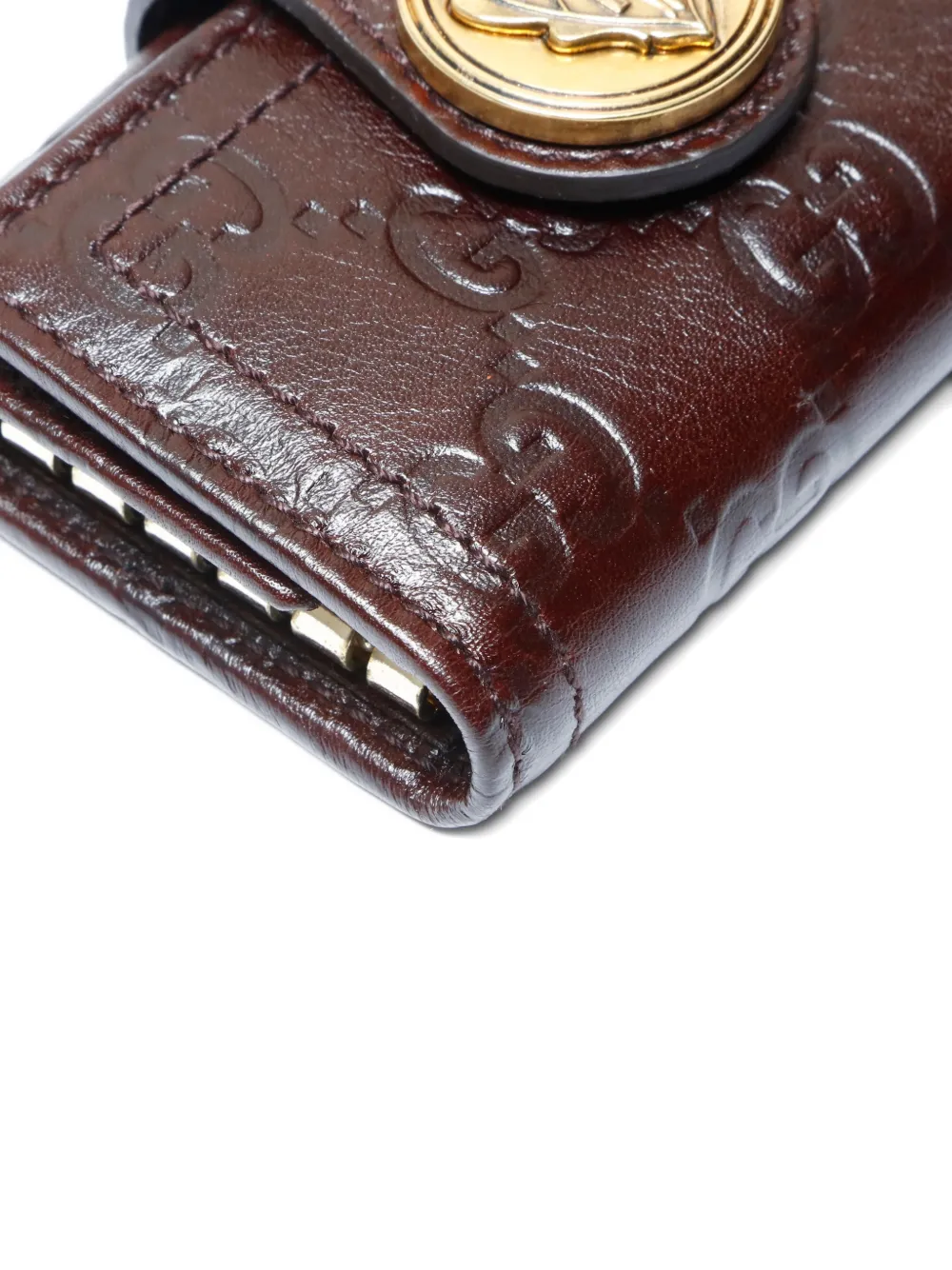 Pre-owned Gucci 2000s Gg-embossed Keycase In Brown