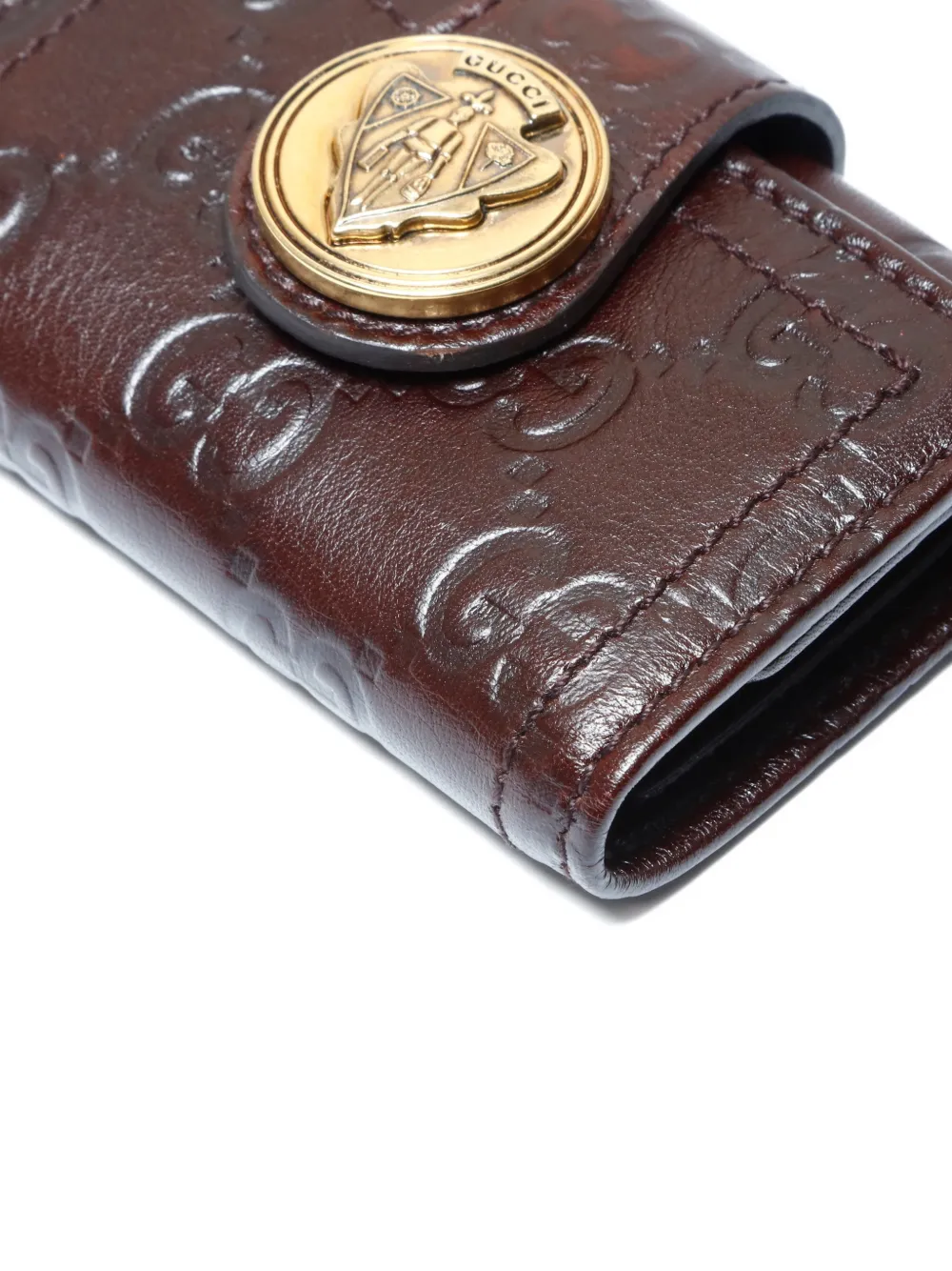 Pre-owned Gucci 2000s Gg-embossed Keycase In Brown