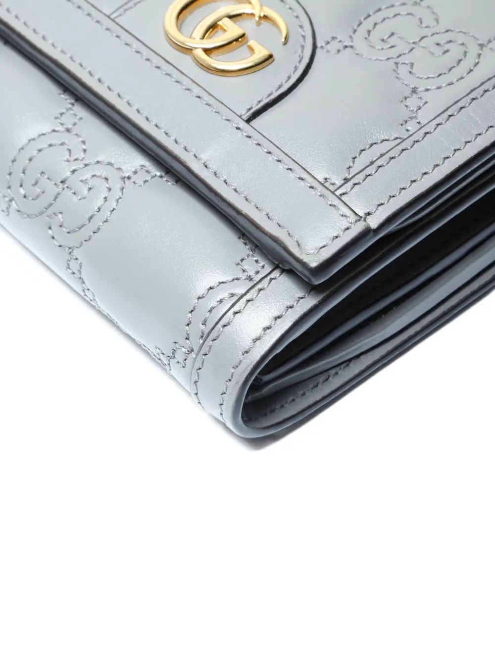 Pre-owned Gucci 2015-2020 Gg-quilted Wallet In Gray