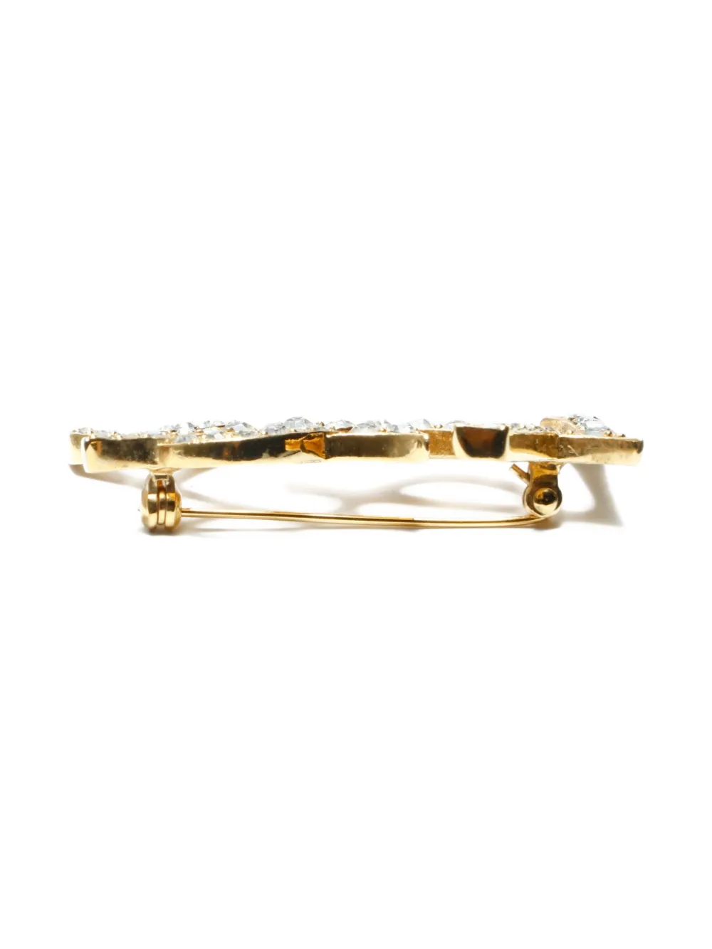 SAINT LAURENT Pre-owned 1980-2000s Cassandre Rhinestone Brooch In Gold