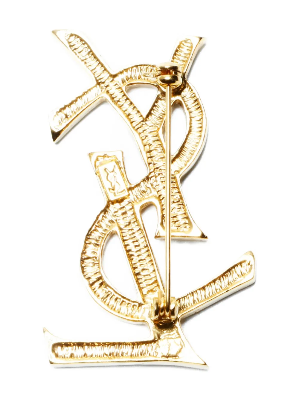 SAINT LAURENT Pre-owned 1980-2000s Cassandre Rhinestone Brooch In Gold