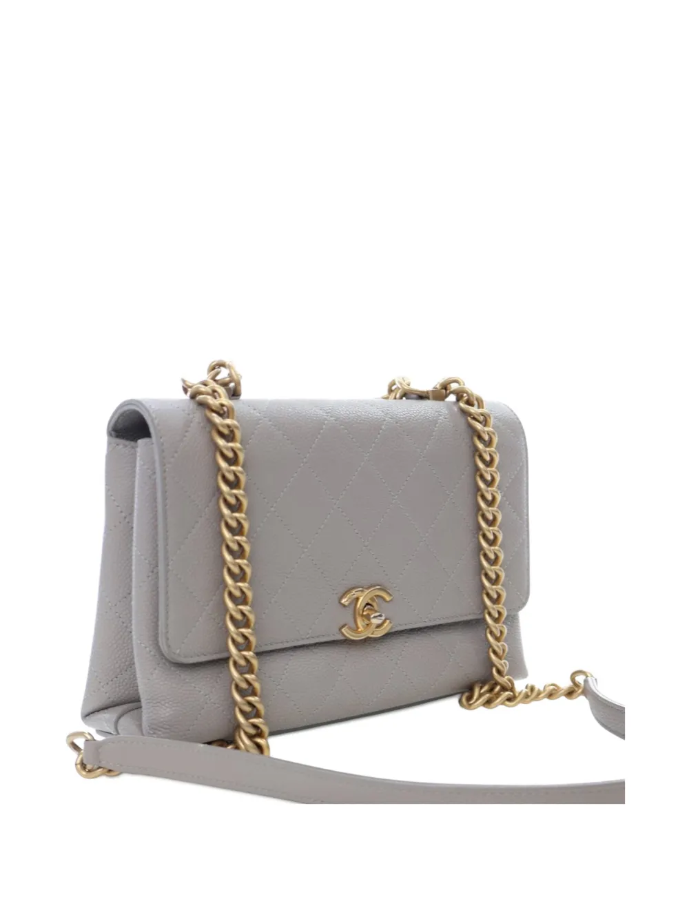 CHANEL Pre-owned 2019 Medium Stitched Caviar Chic Affinity Top Handle Bag Satchel In Gray