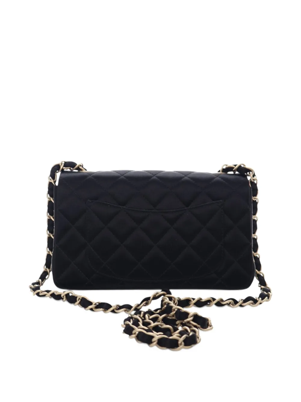 Pre-owned Chanel 2013-2014 Mini Rectangular Classic Satin Single Flap Crossbody Bag In Black
