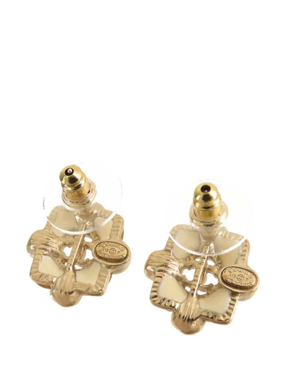 CHANEL Pre-owned 2016 Cc Gold Plated Resin And Faux Pearl Push Back Earrings Costume Earrings