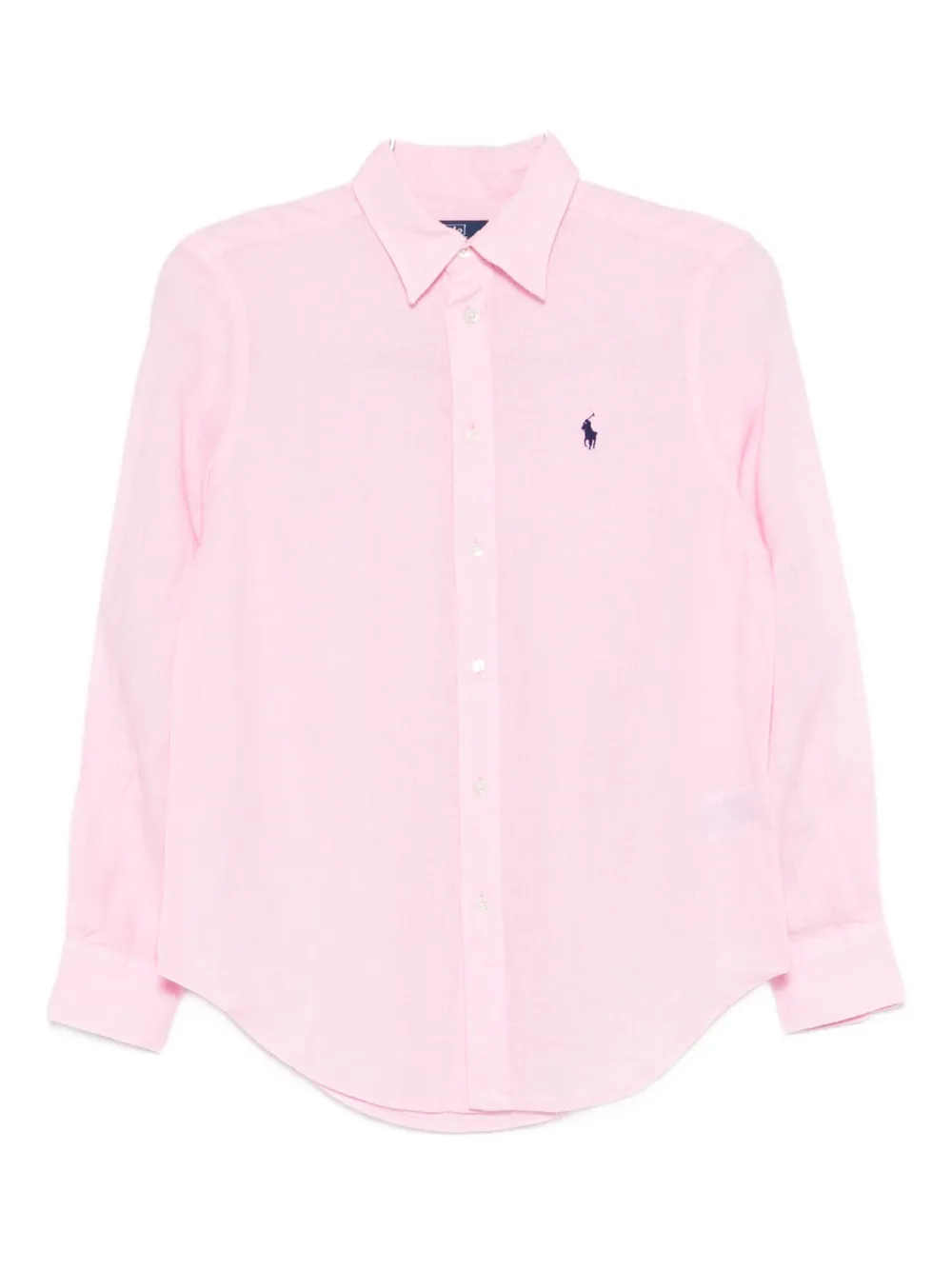 Polo Ralph Lauren Longsleeve Linen Top In Pink