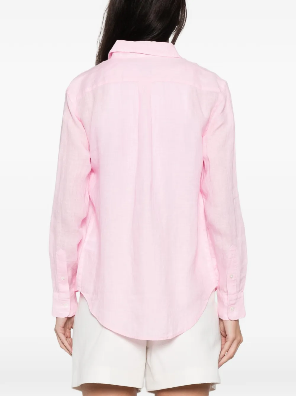 Polo Ralph Lauren Linnen overhemd met geborduurd logo Roze