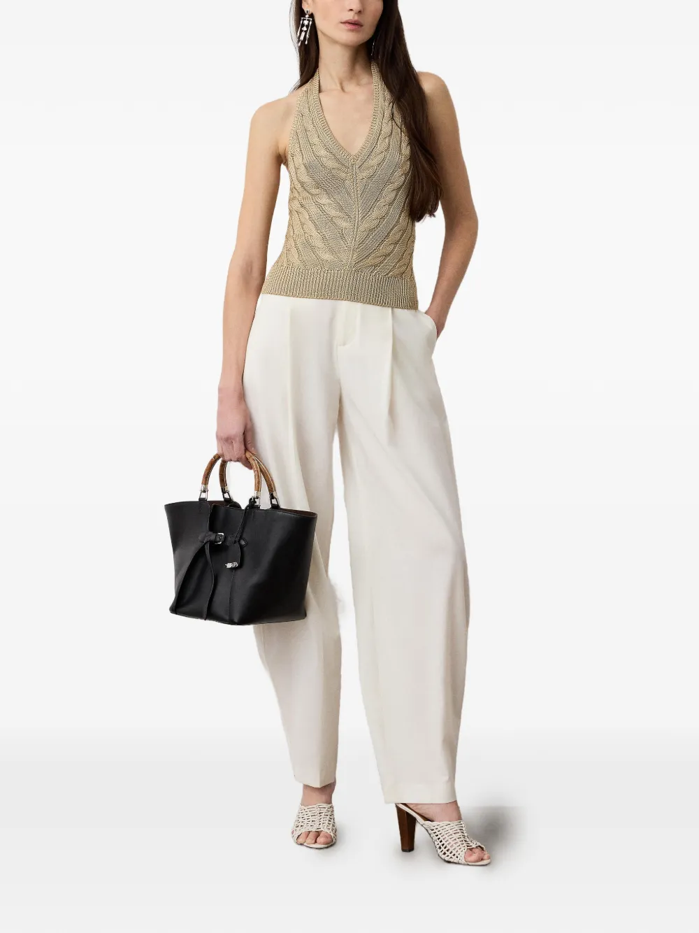  Ralph Lauren Collection Cable-knit Backless Top - Brown 