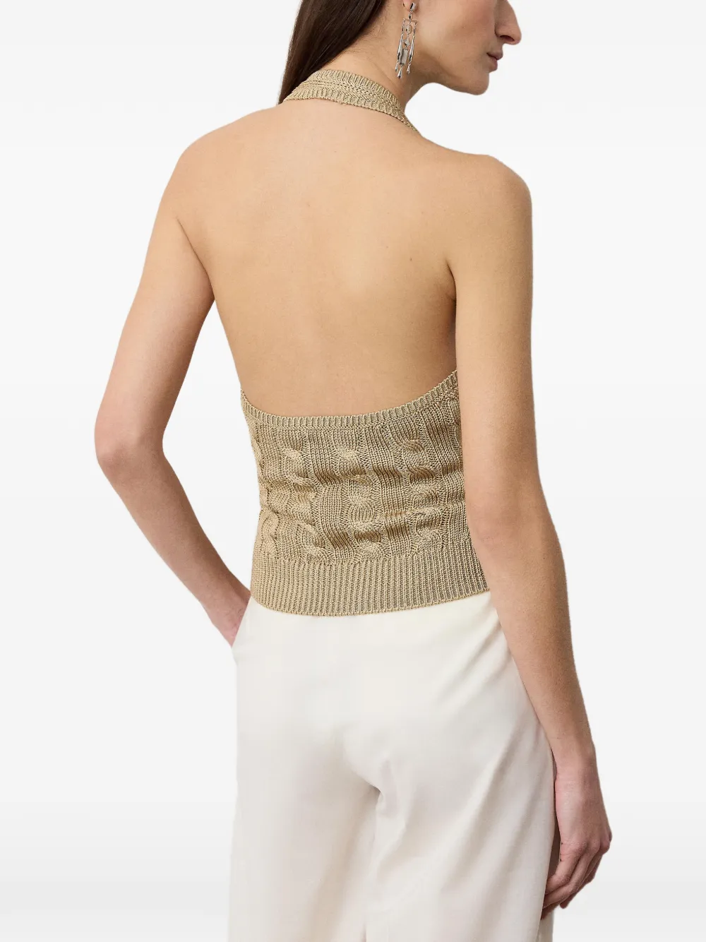  Ralph Lauren Collection Cable-knit Backless Top - Brown 
