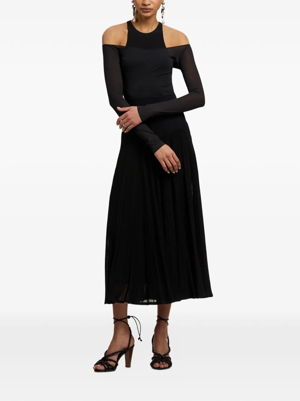 Ralph Lauren Collection Celia Ottoman plooirok Zwart