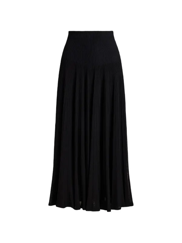 Ralph Lauren Collection Celia Ottoman Pleated Skirt in Black