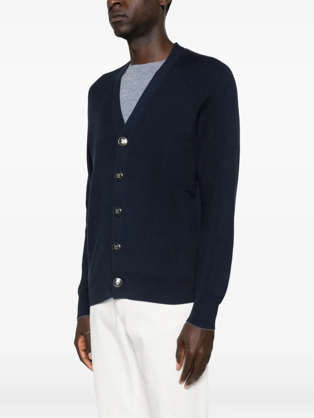 Brunello Cucinelli Katoenen Engels geribbeld vest met raglan mouwen Blauw