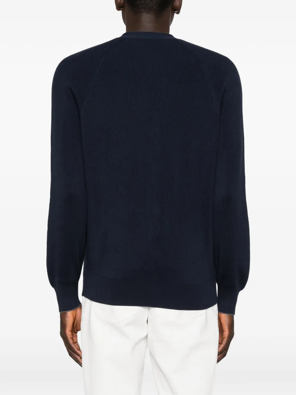 Brunello Cucinelli Katoenen Engels geribbeld vest met raglan mouwen Blauw