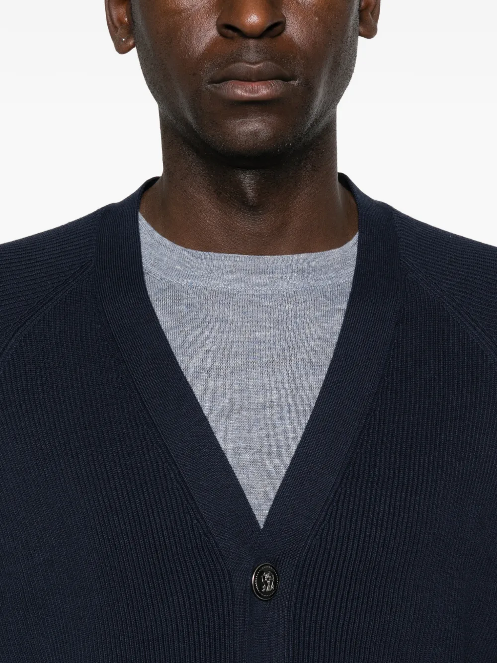 Brunello Cucinelli Katoenen Engels geribbeld vest met raglan mouwen Blauw