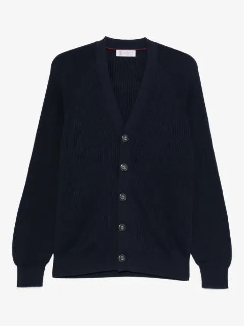 Brunello Cucinelli cotton English Rib cardigan with raglan sleeves