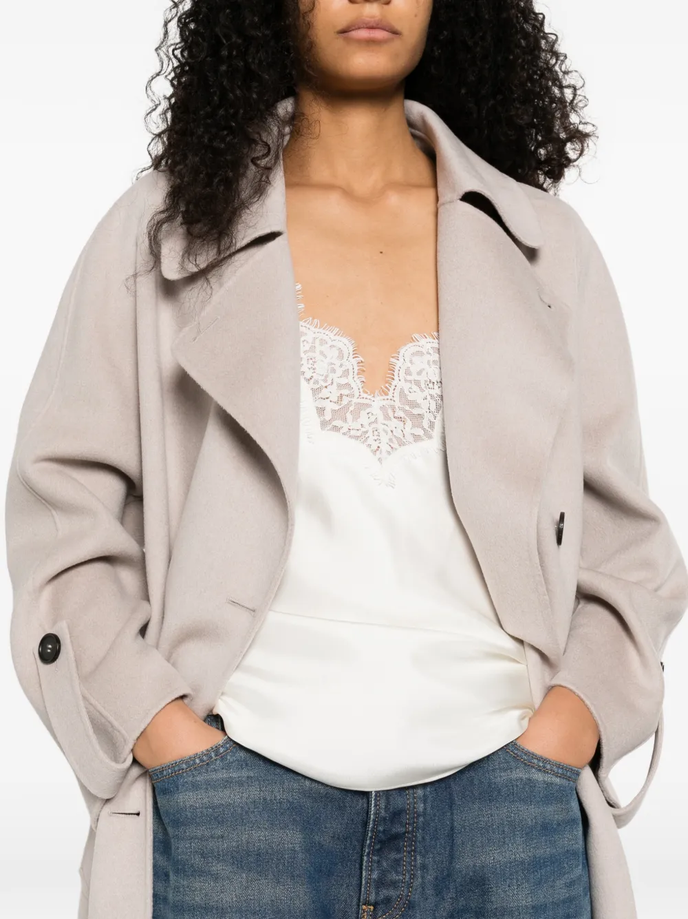 'S Max Mara Jas met dubbele rij knopen Beige