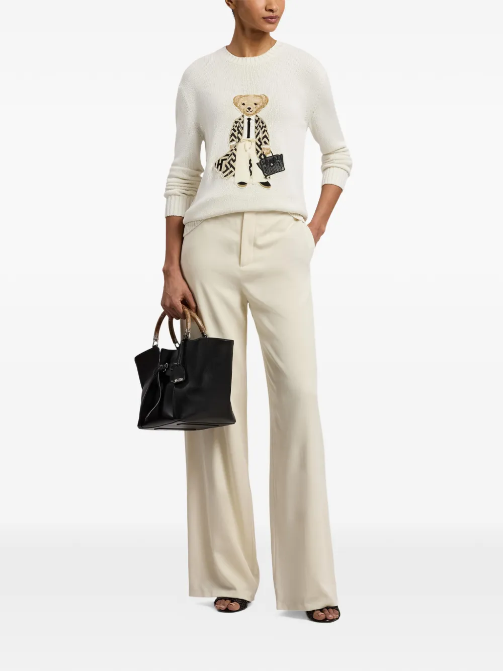  Ralph Lauren Collection Bear-appliqué Sweater - Neutrals 