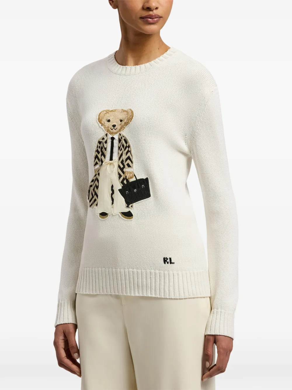Ralph Lauren Collection Trui met beerapplicatie Beige