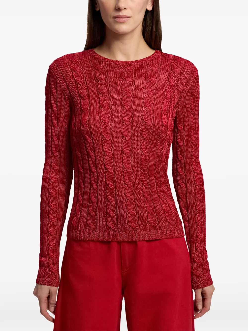  Ralph Lauren Collection Cable-knit Crew-neck Sweater - Red 
