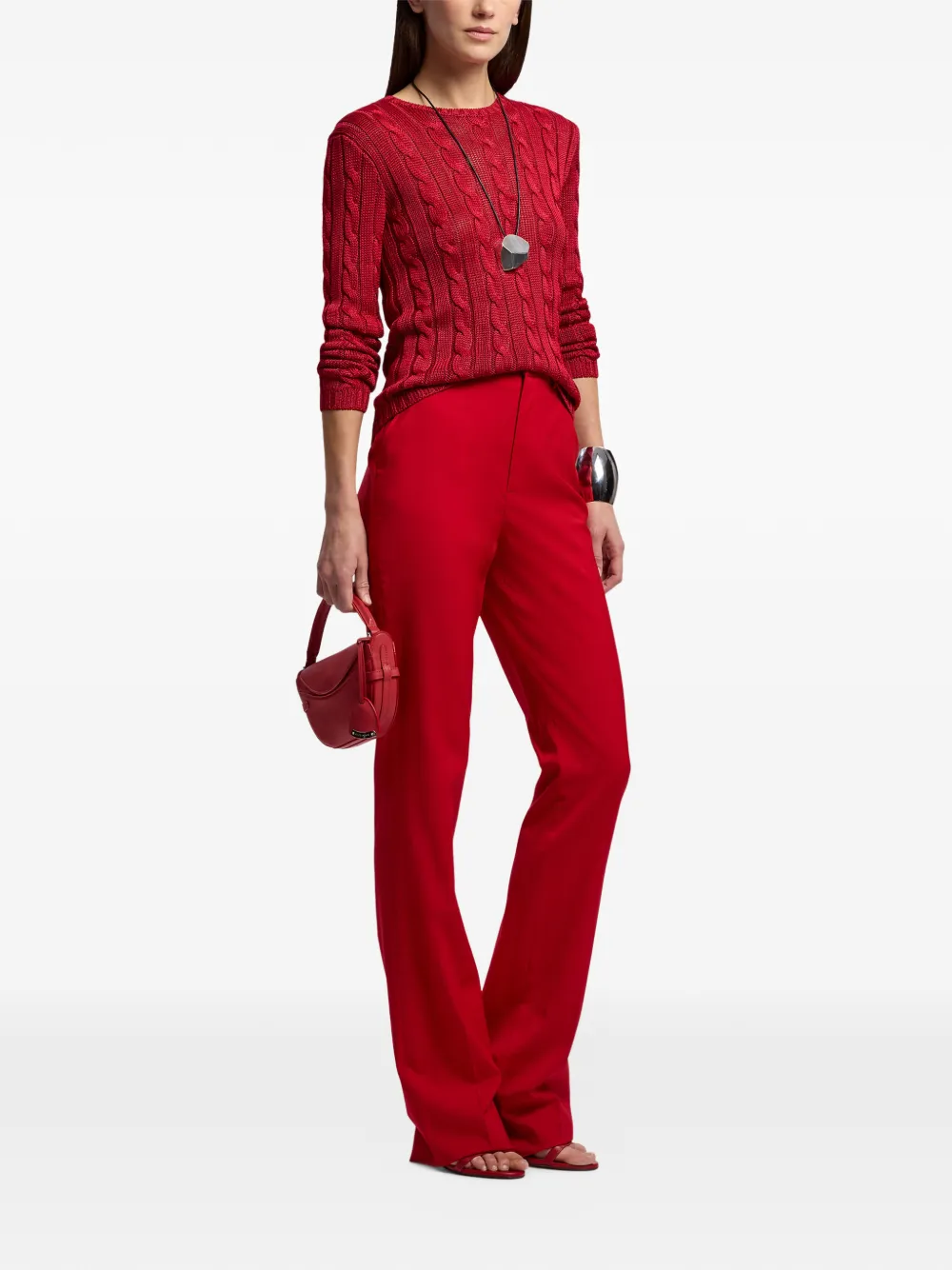  Ralph Lauren Collection Cable-knit Crew-neck Sweater - Red 