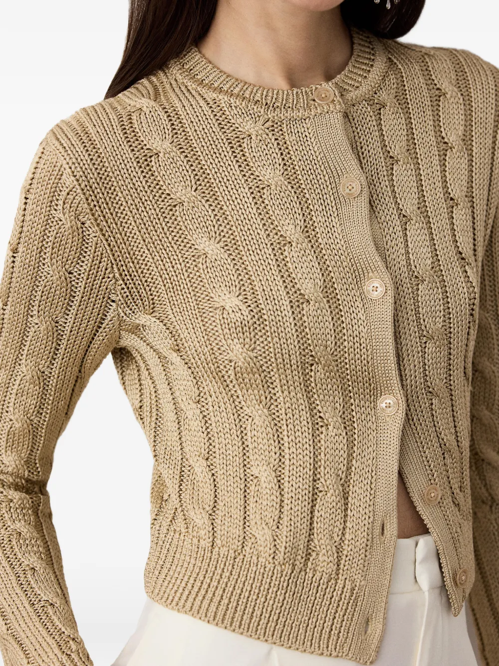 Ralph Lauren Collection Kabelgebreid vest Beige