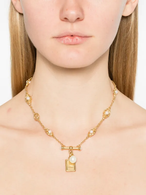 Chloé ネックレス ゴールドカラー Chloé Classy ペンダント ネックレス | ゴールドトーン | FARFETCH JP