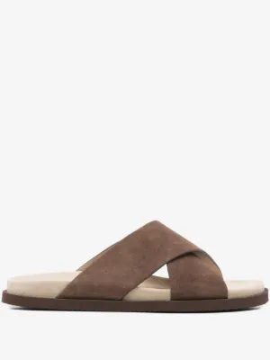 Brunello Cucinelli Buckled Suede Slides | Brown | FARFETCH display picture 3