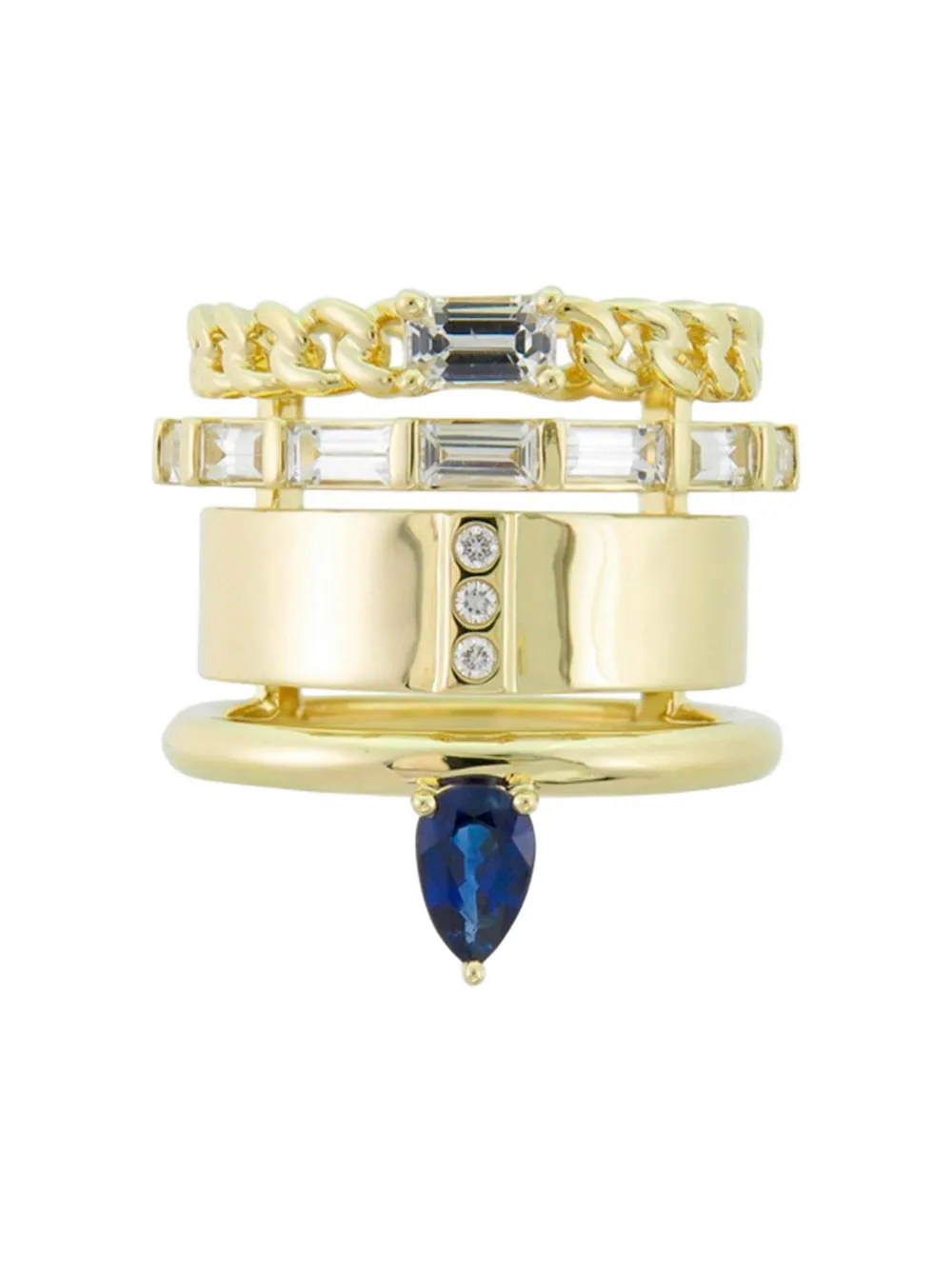 Type Jewelry Yellow Gold Sapphire Stack Ring - Oro