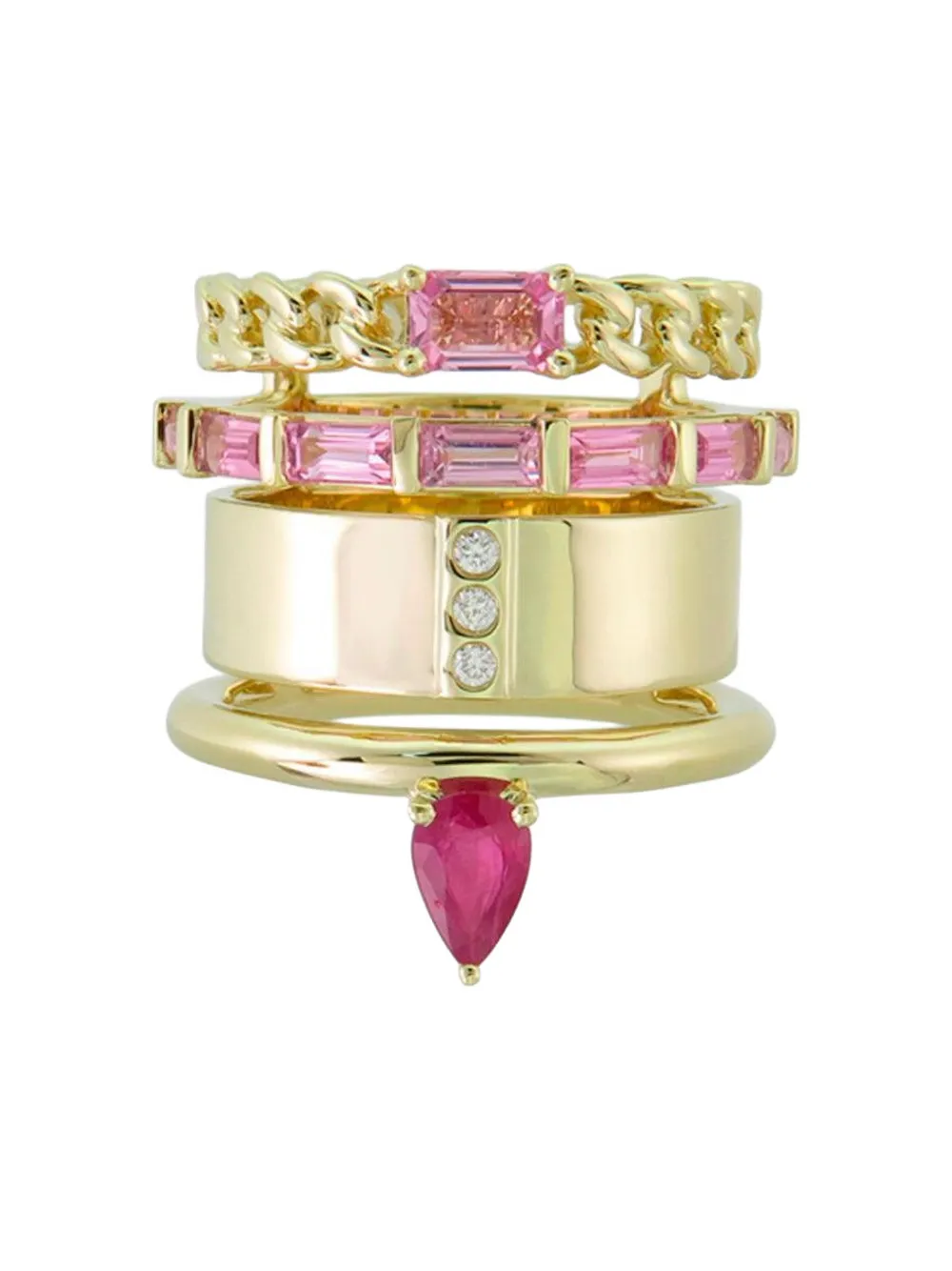 Type Jewelry Gold Ruby And Sapphire Stack Ring
