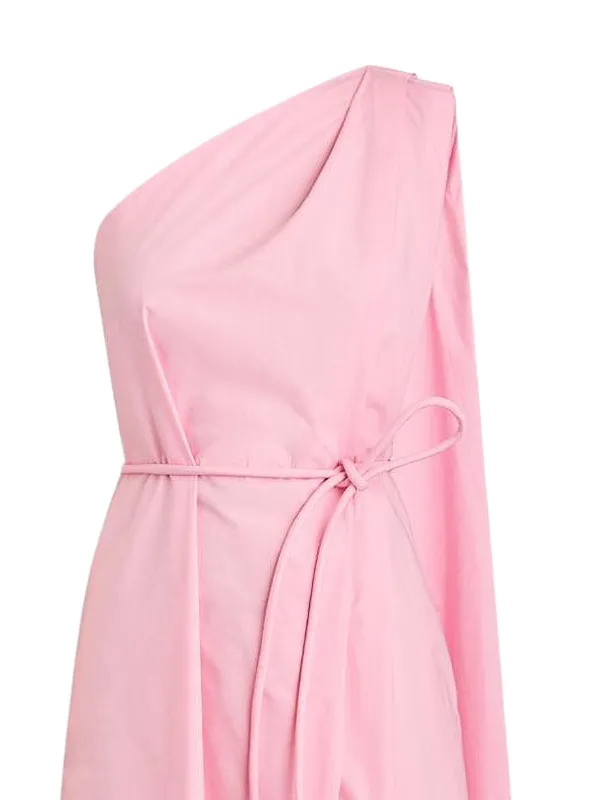 halston heritage pink one shoulder dress Halston Heritage Pink Galaxy One Shoulder Tiered Asymmetric Long Dress 0 8 $695