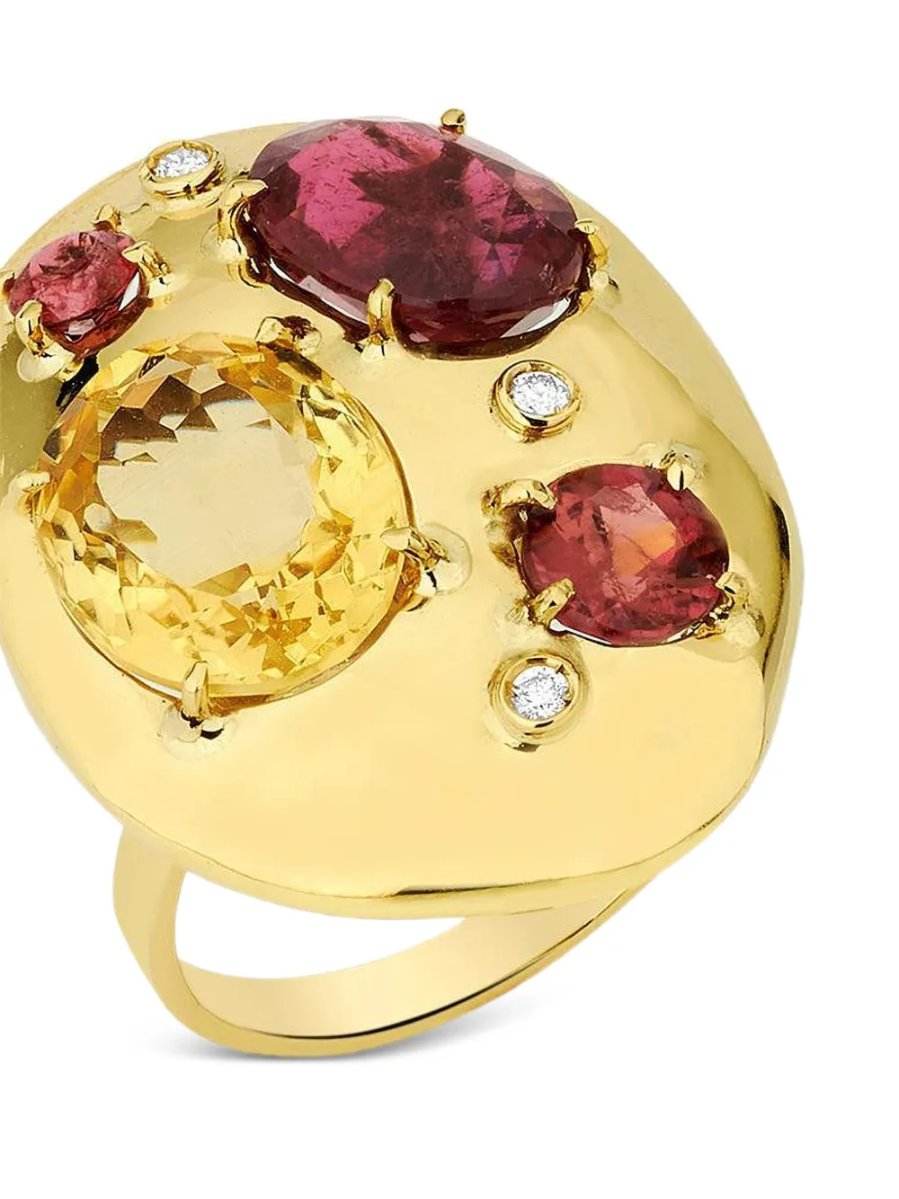 Carol Kauffmann 18k Yellow Gold Rubellite And Citrine Rocks Ring In Gold