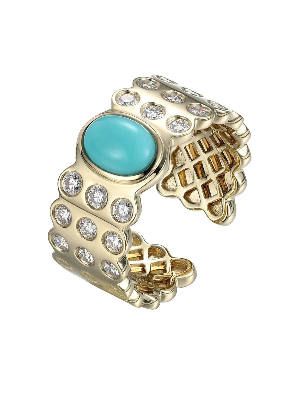 Type Jewelry 18k Yellow Gold Leggo 2.0 Turquoise And Diamond Ring