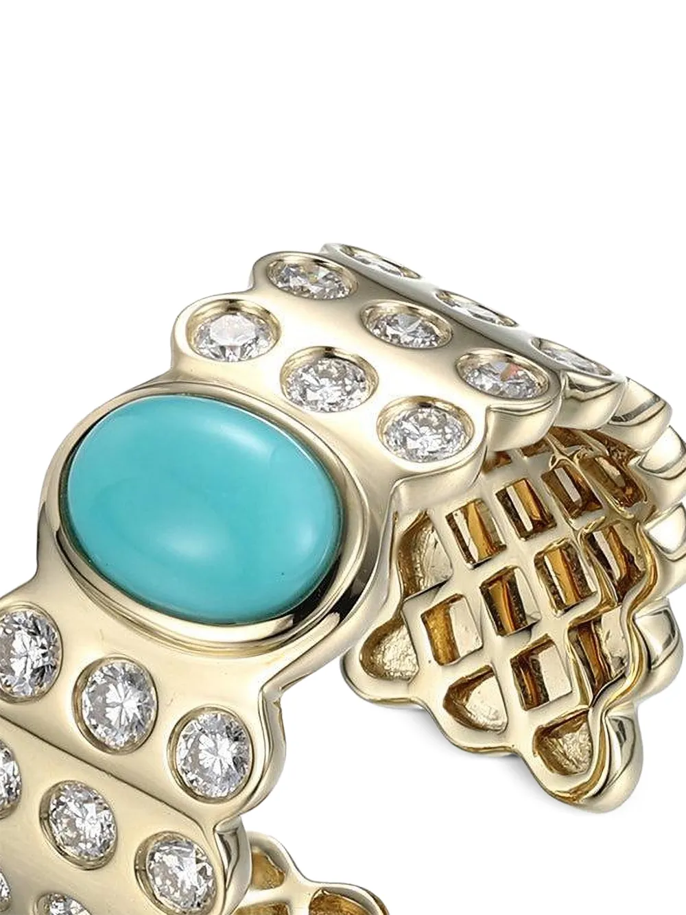 Type Jewelry 18k Yellow Gold Leggo 2.0 Turquoise And Diamond Ring In Gold