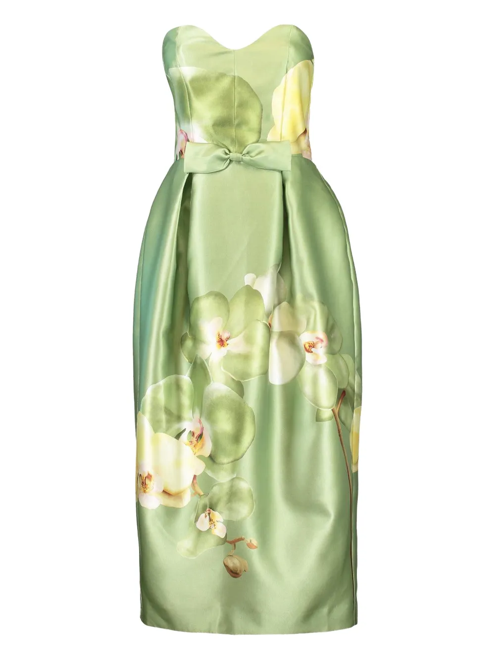 Aston Studio Sophia Bow Floral Dress In Gray