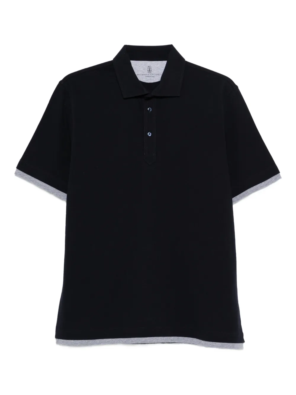 Brunello Cucinelli buttoned trim polo shirt - Blu