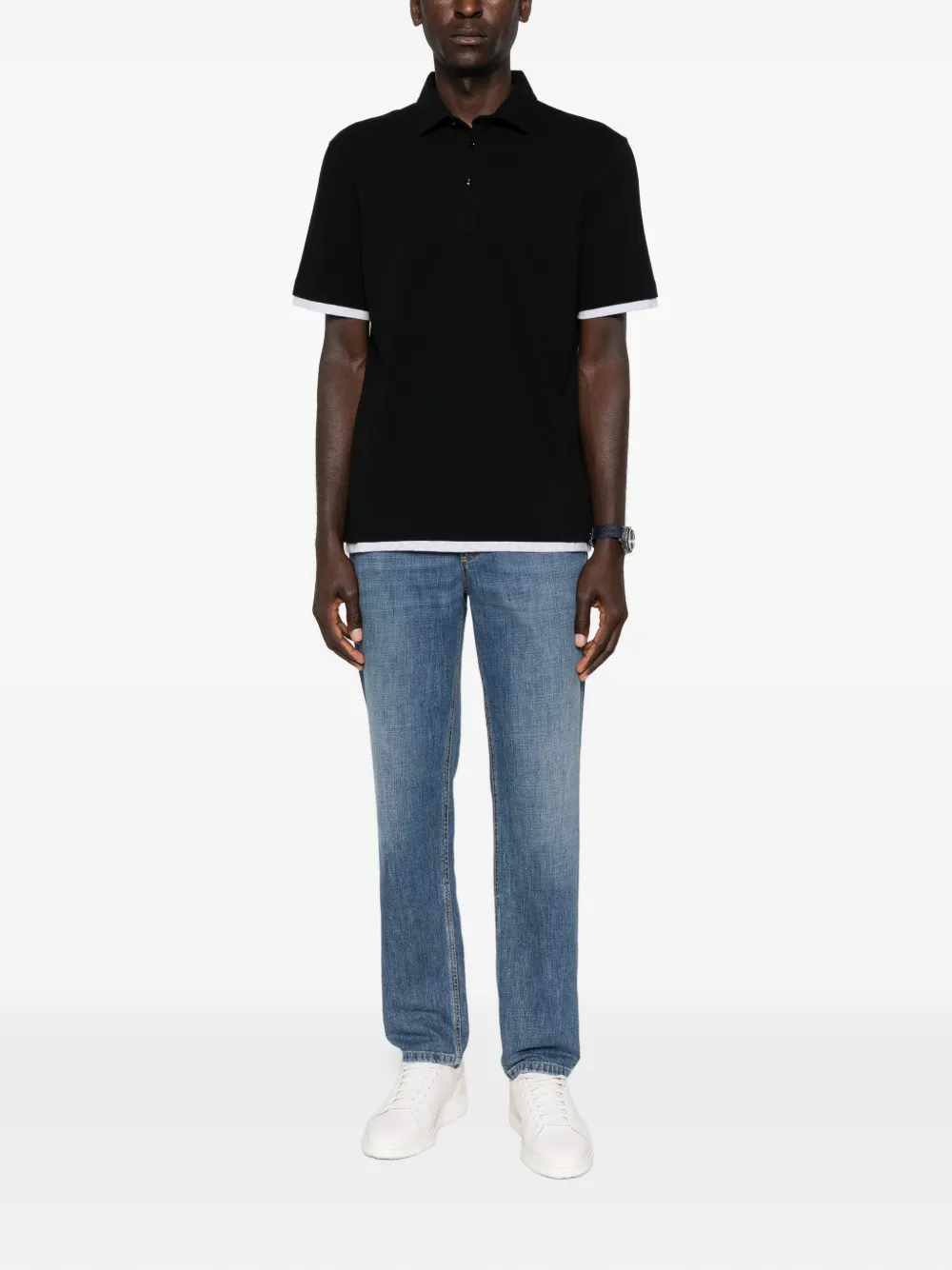 Brunello Cucinelli trim polo shirt - Zwart