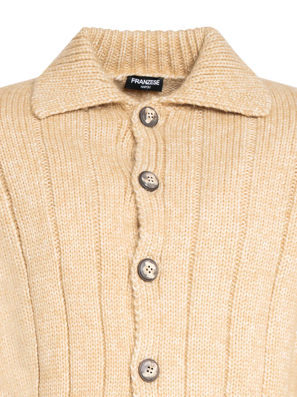FRANZESE COLLECTION Button ribbed knit cardigan Beige