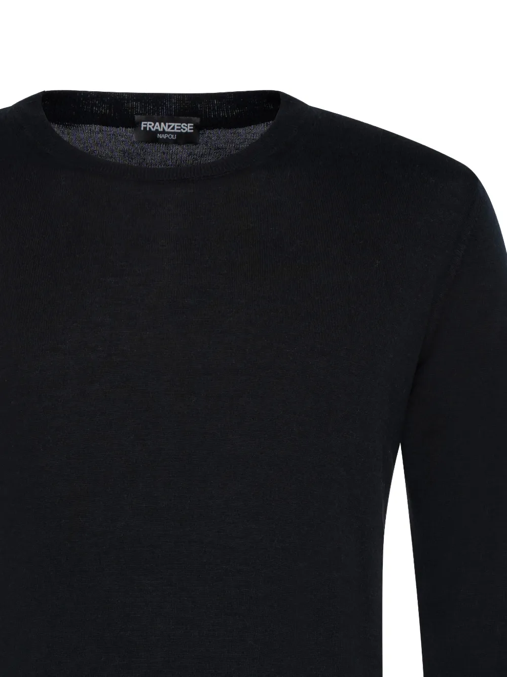 Franzese Collection Ribbed Crew Neck Sweater In Black