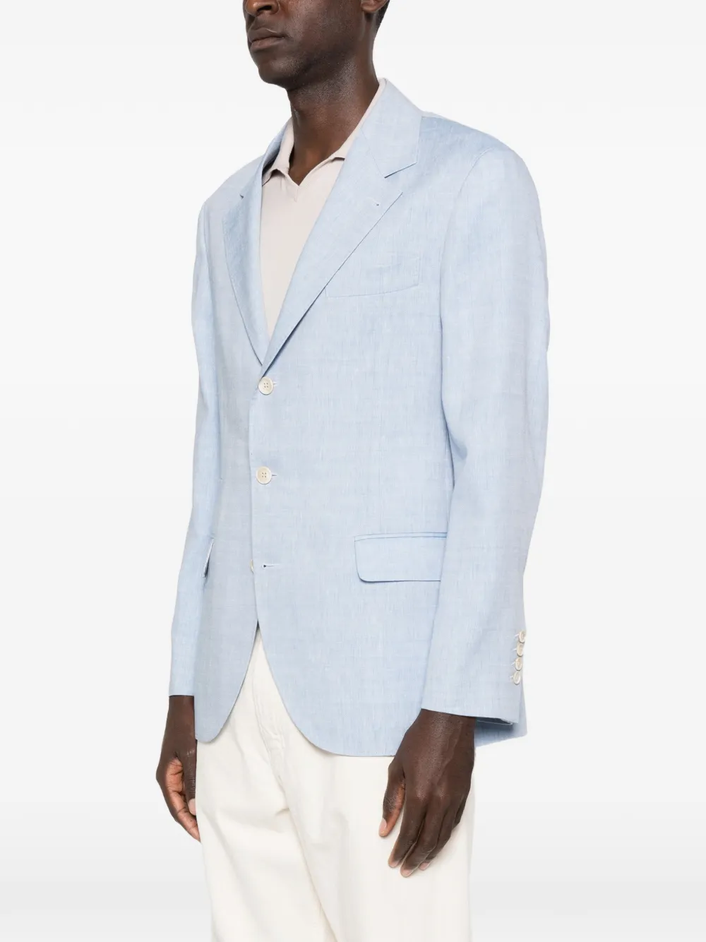 Brunello Cucinelli Blazer met enkele rij knopen Blauw