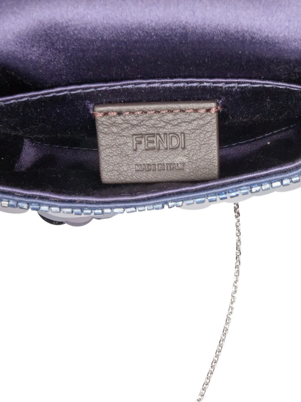 Pre-owned Fendi 2010-2025 Nano Sequins Baguette Charm Crossbody Bag In Blue