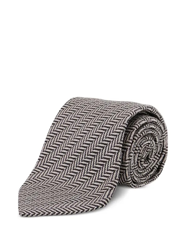 TOM FORD ヘリンボーン シルクネクタイ | シルバートーン | FARFETCH JP