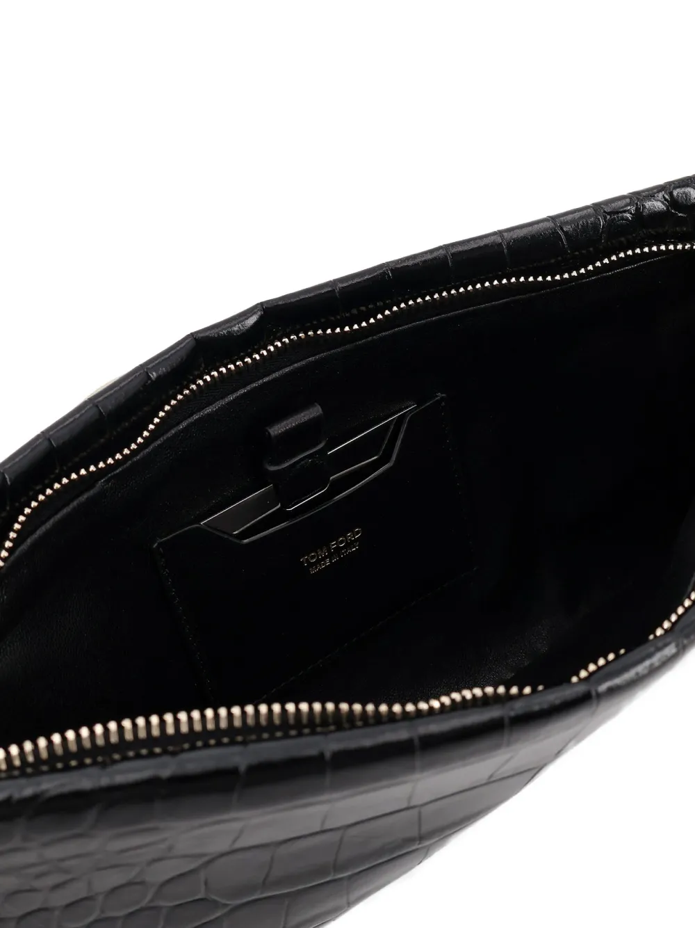 TOM FORD Clutch met krokodillen-reliëf en handgreep Zwart