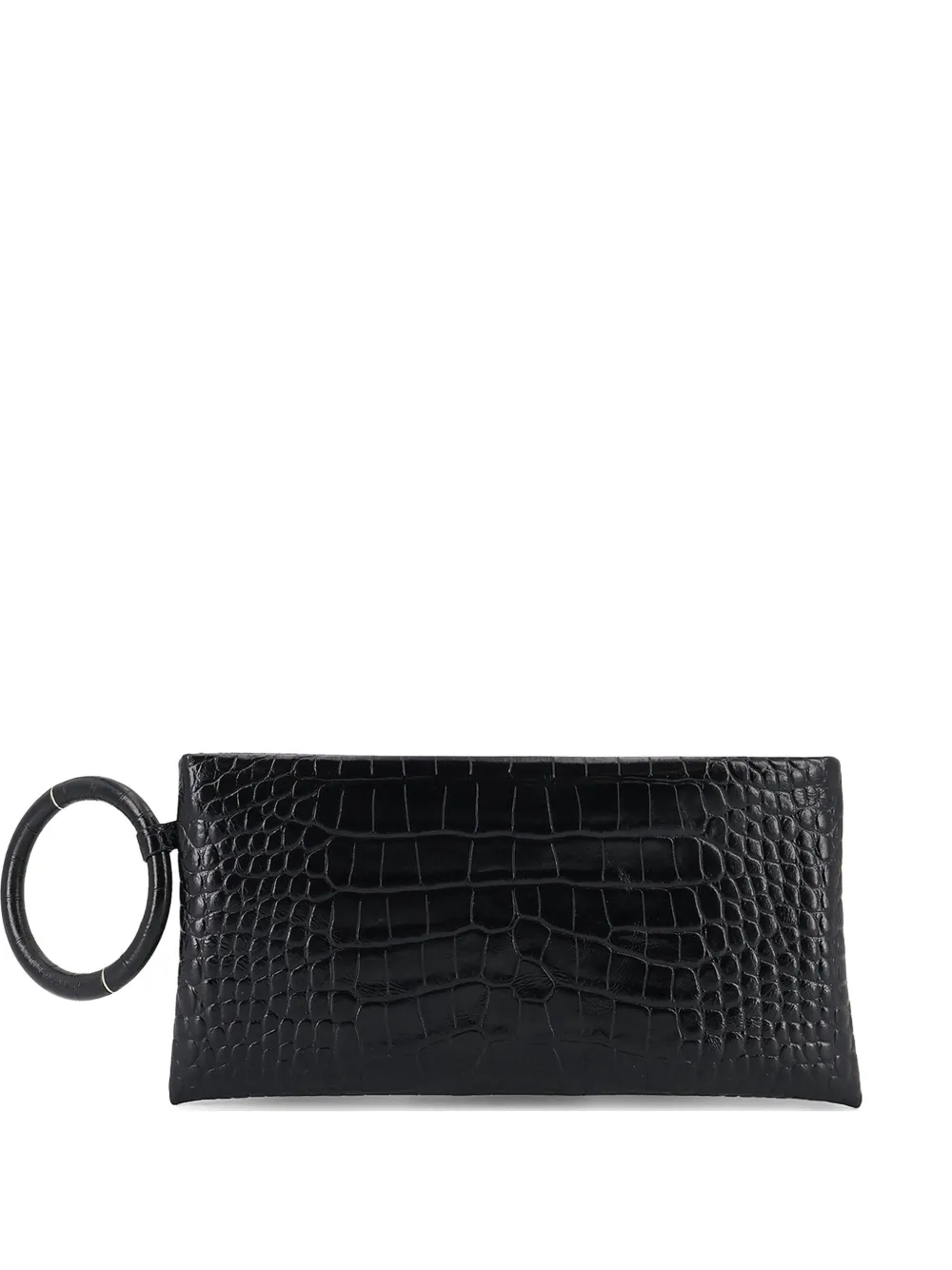 TOM FORD crocodile-effect ring-handle clutch bag - Schwarz