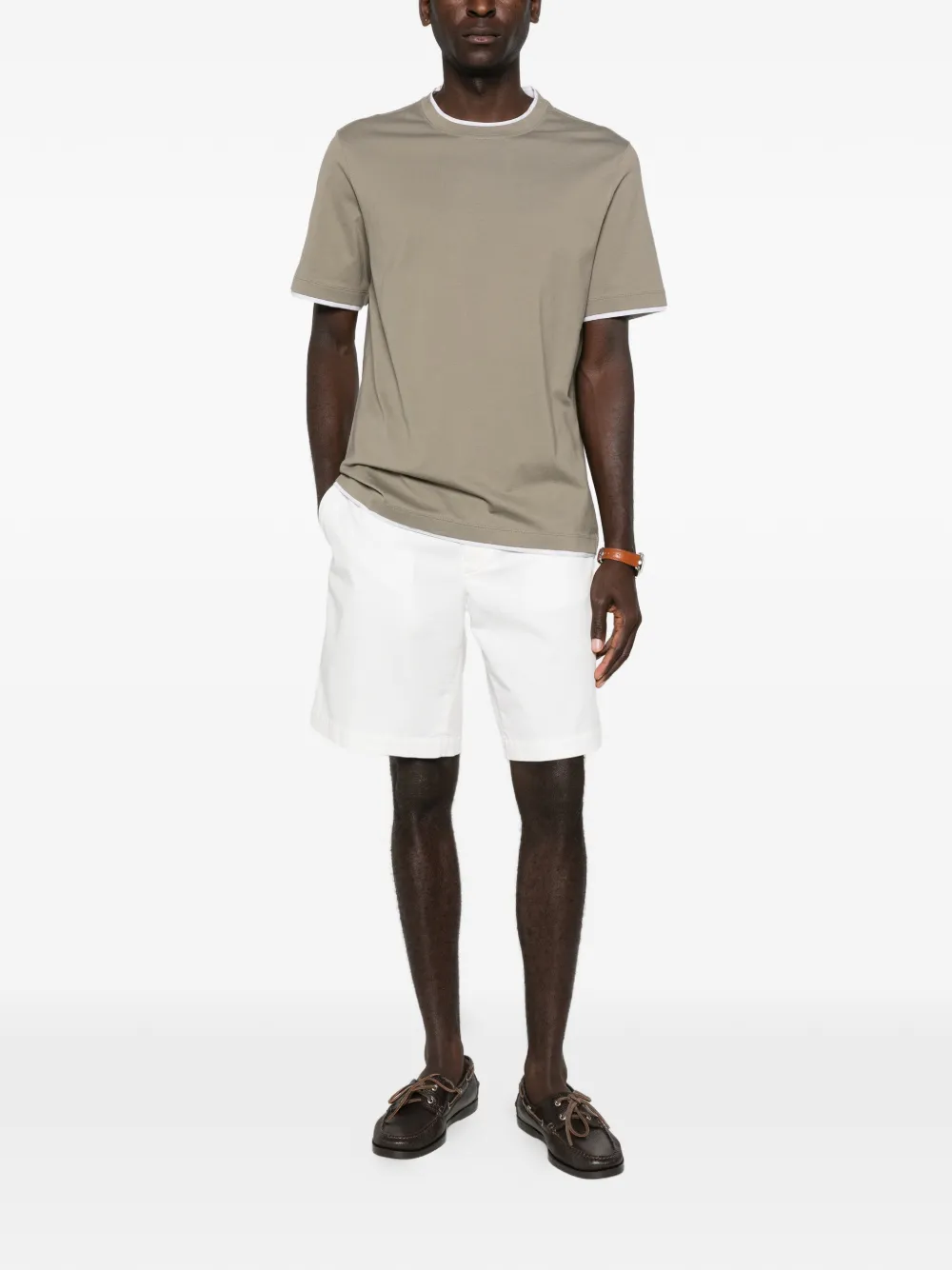 Brunello Cucinelli contrast-trim T-shirt - Groen