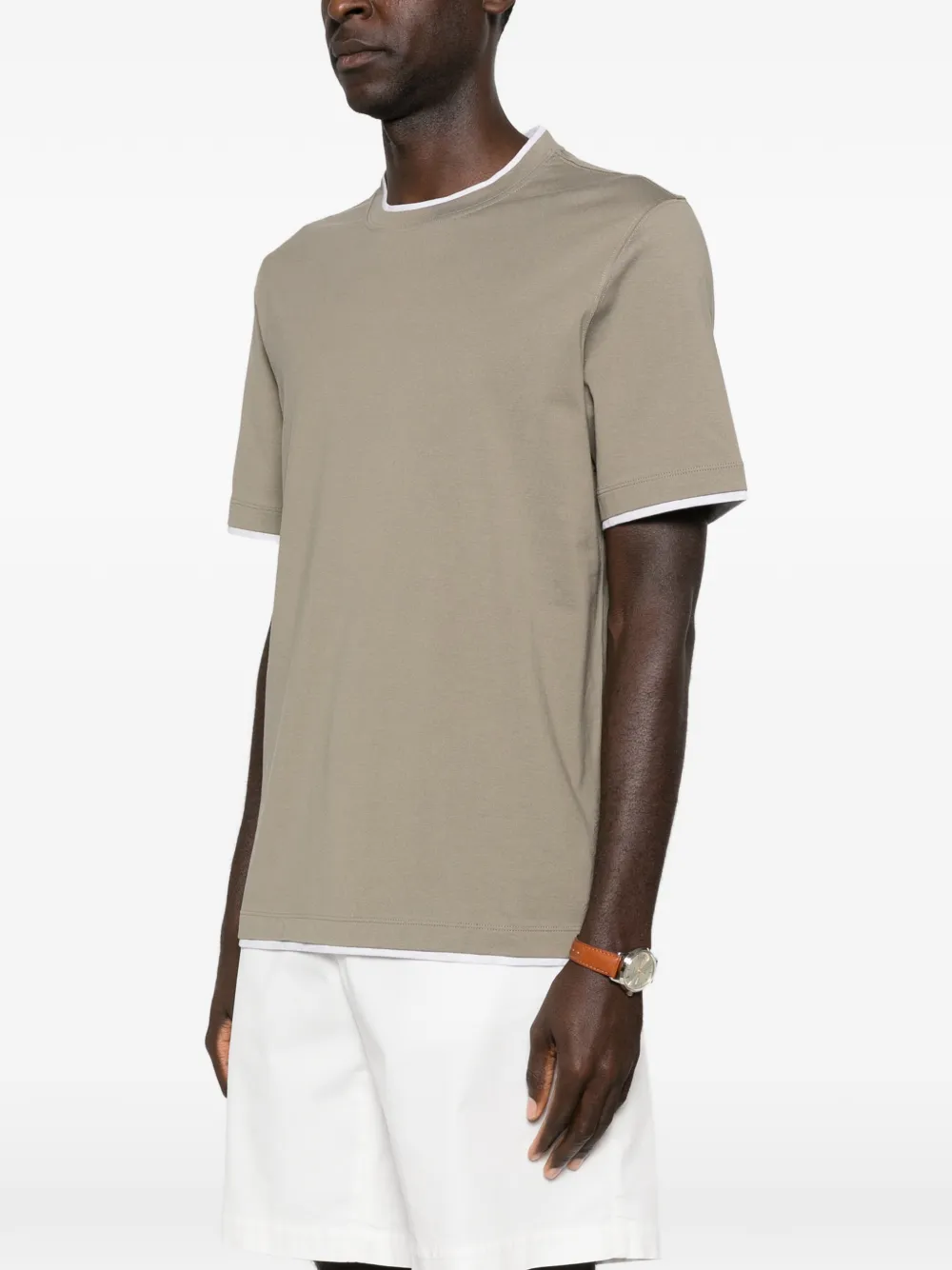Brunello Cucinelli T-shirt met contrasterende afwerking Groen